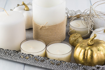 Fall white table decoration.