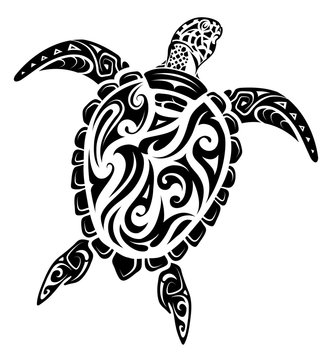 Naklejki Maori style turtle tattoo