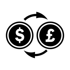 Exchange money, euro and dollar icon