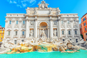 Obraz na płótnie Canvas Famous and one of the most beautiful fountain of Rome - Trevi Fountain (Fontana di Trevi). Italy.