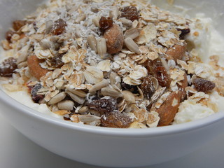 mixed otas and seeds with yogurt