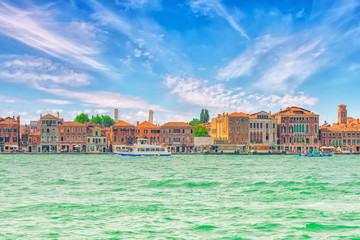 A view of the island of Giudecca, located opposite main island Venice. Italy.