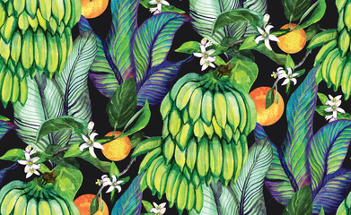 Tropical  Seamless watercolor pattern