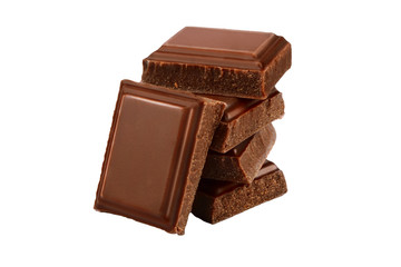 Chocolate slices isolated