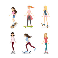 Obraz premium Skateboarding girls set.