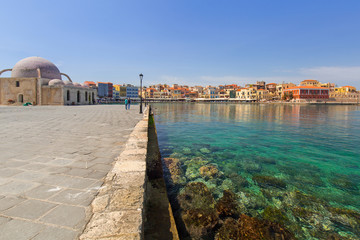 Fototapeta na wymiar Architecture of the old Venetian port in Chania on Crete, Greece
