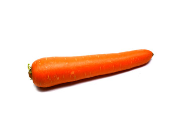 orange fresh carrot with shadow on white background isolate