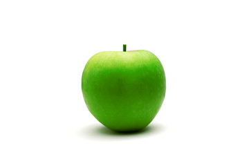 the fresh green apple on whtie background isolated