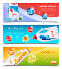 Detergents Clothes Horizontal Banner Set