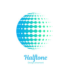 Vector abstract logo halftone design element. Color dotted sphere business logotype