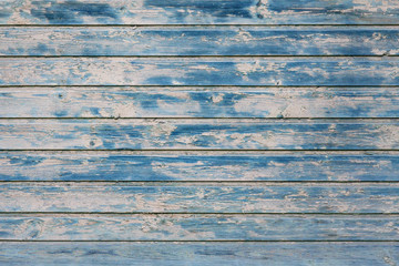 horizontal  wooden boards with shabby blue paint (background, texture)