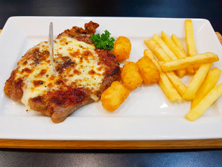 Chicken Parmesan and French Fries