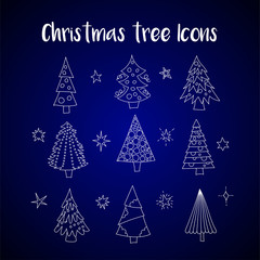 Vector icon set with Christmas trees. 
