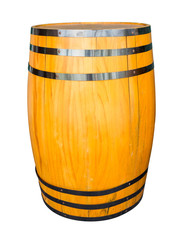 Wooden barrel for wine with steel ring. Clipping path included.