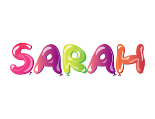 Sarah written with alphabet balloons