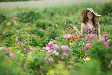 Beautiful woman in roses 