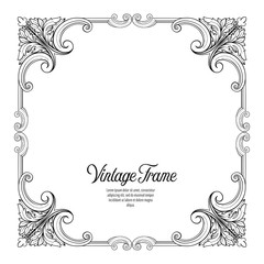 Vintage richly decorated frame in rococo style for menus, ads, a