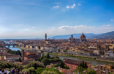 Fototapeta premium FLORENCE (FIRENZE), JULY 28, 2017 - View of Florence (Firenze), from Piazzale Michelangelo, Tuscany, Italy.