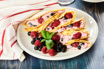 Delicious tasty homemade traditional crepes