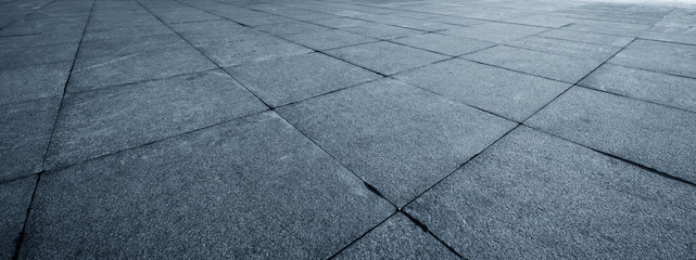 Perspective View of Monotone Gray Brick Stone on The Ground for Street Road. Sidewalk, Driveway,...