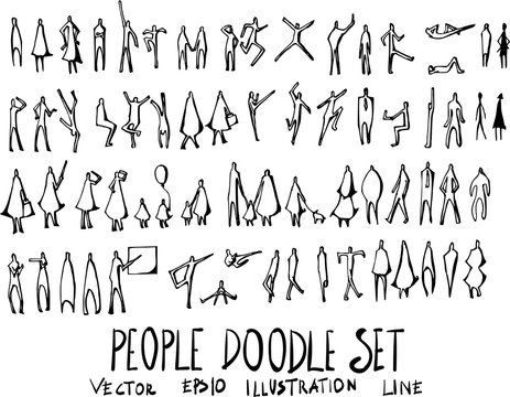 Set of People doodle illustration Hand drawn Sketch line vector eps10