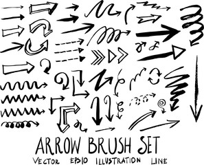 Fototapeta premium Set of arrow brush doodle illustration Hand drawn Sketch line vector eps10