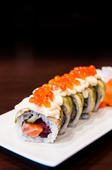 Salmon and Tuna maki roll sushi