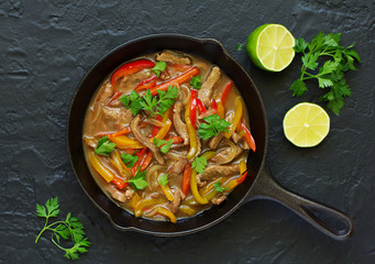 Stir fry with sage and pepper,