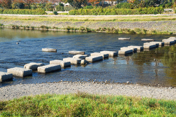 京都　鴨川の飛び石