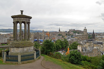 Fototapeta na wymiar Edinburgh city skyline viewed from Calton Hill. Scotland, United Kingdom.