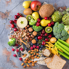 Selection of healthy rich fiber sources vegan food for cooking © aamulya