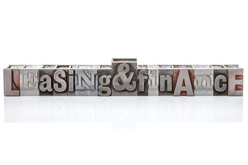 Fototapeta premium Leasing and Finance letterpress isolated