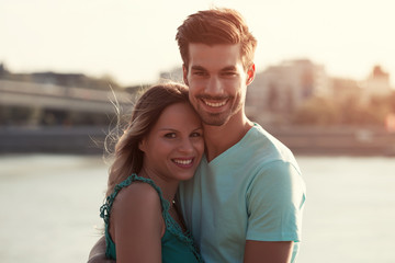 Obraz premium Portrait of beautiful young couple in love.