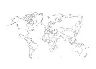Fototapeta na wymiar Political World Map vector Illustration on white background