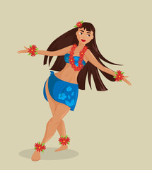 Hawaiian hula dancer young pretty woman