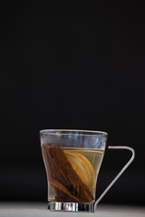 Lemon tea with lemon in cup