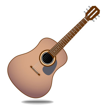 Stylized acoustic guitar isolated on a white background vector eps 10