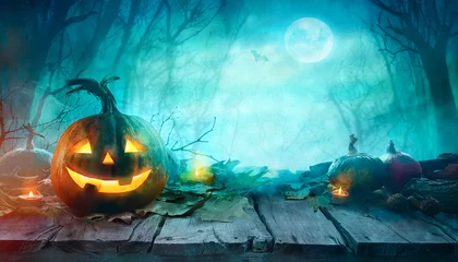 Fototapeten Halloween Scary Pumpkins © mythja