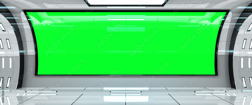 Poster spaceship bright interior with 3d rendering