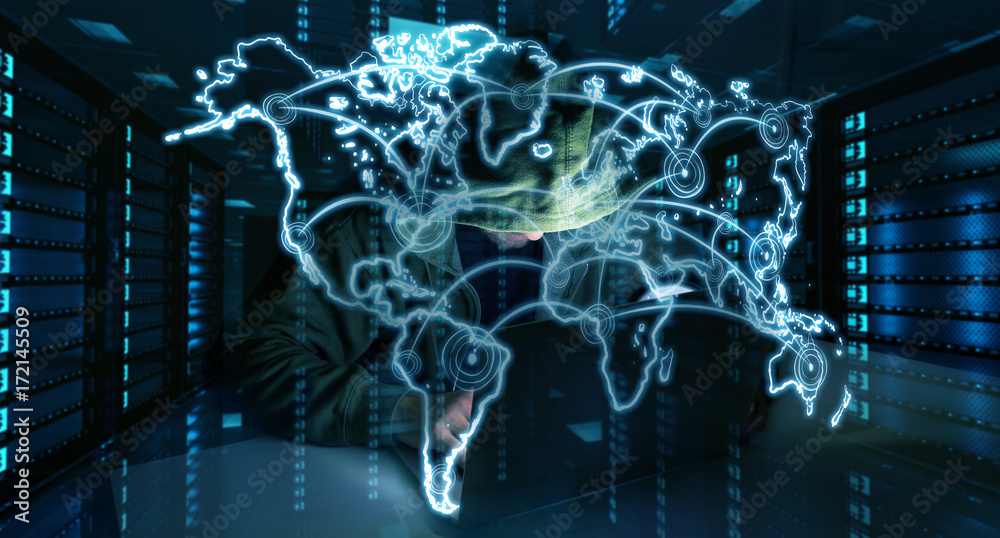 Fototapete Hacker accessing to personal data information with a computer 3D rendering