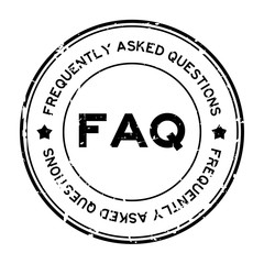 Grunge black FAQ (Abbreviation of Frequently Asked Questions) round rubber seal stamp on white background