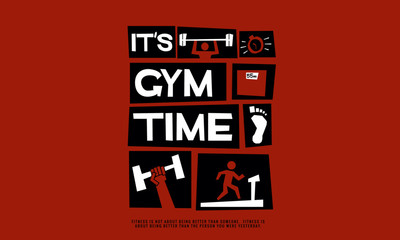 It's Gym Time (Motivational Gym Poster Vector Illustration)