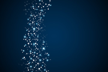 Molecule structure dna and neurons, connected lines with dots, genetic and chemical compounds, illustration.