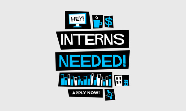 Interns needed! (Flat Style Vector Illustration Recruitment Poster Design)