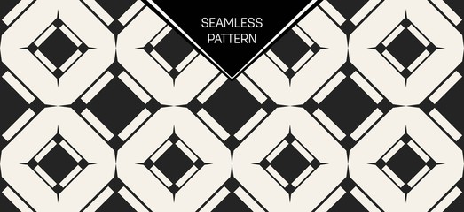 Abstract concept vector monochrome geometric pattern. Black and white minimal background. Creative illustration template. Seamless stylish texture. For wallpaper, surface, web design, textile, decor.