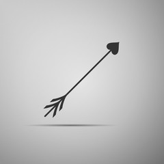 Cupid arrow heart, Valentines Day cards element icon isolated on grey background. Flat design. Vector Illustration
