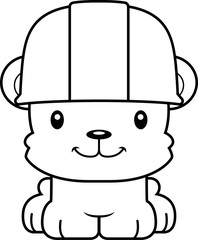 Cartoon Smiling Construction Worker Bear