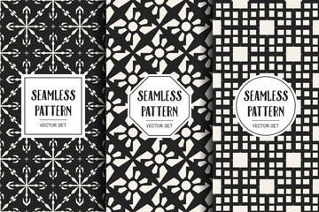 Abstract concept vector monochrome geometric pattern. Black and white minimal background. Creative illustration template. Seamless stylish texture. For wallpaper, surface, web design, textile, decor.