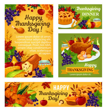 Thanksgiving day vector posters and banners