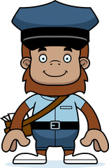 Cartoon Smiling Mail Carrier Sasquatch